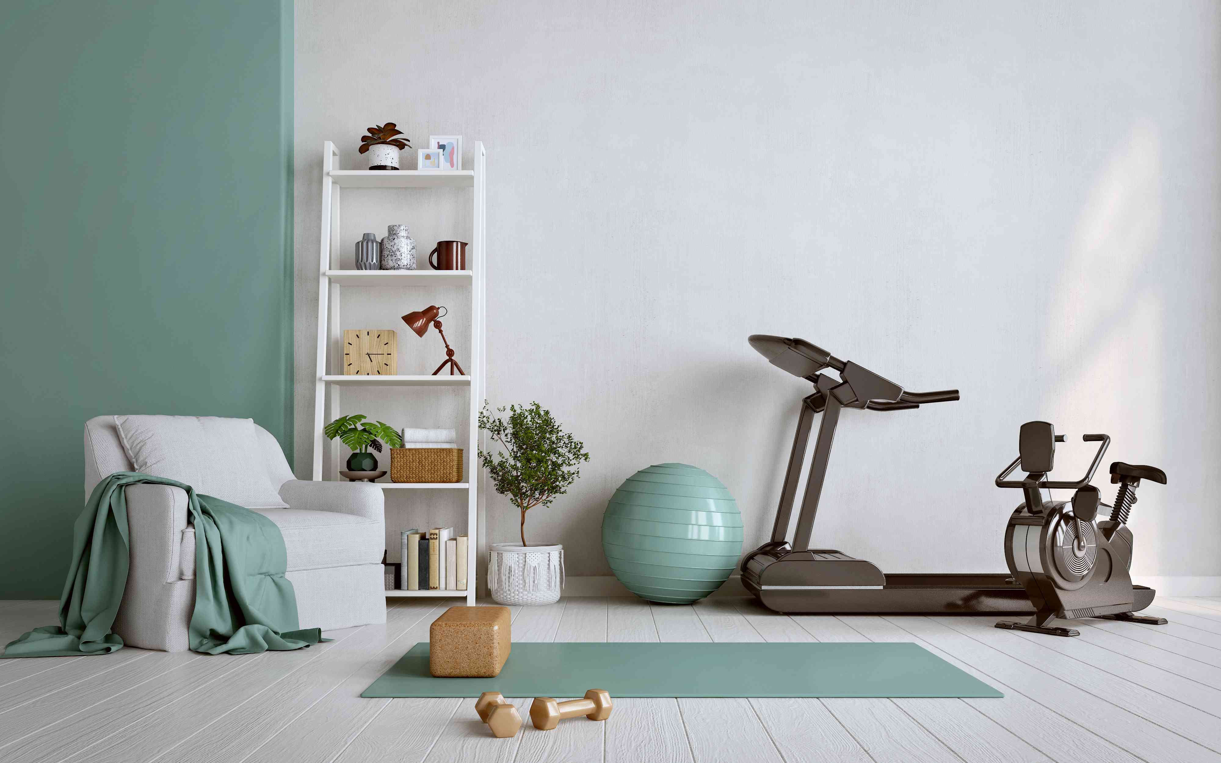 Safe home workout space with clear floor area